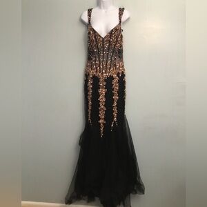 slim fit dress slacks Jovani 39274 - Long A-Line Dress